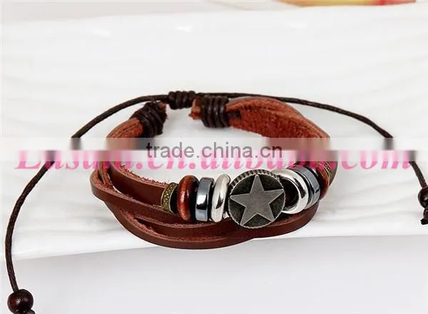 Yiwu bracelet wholesale thin leather mens bracelet