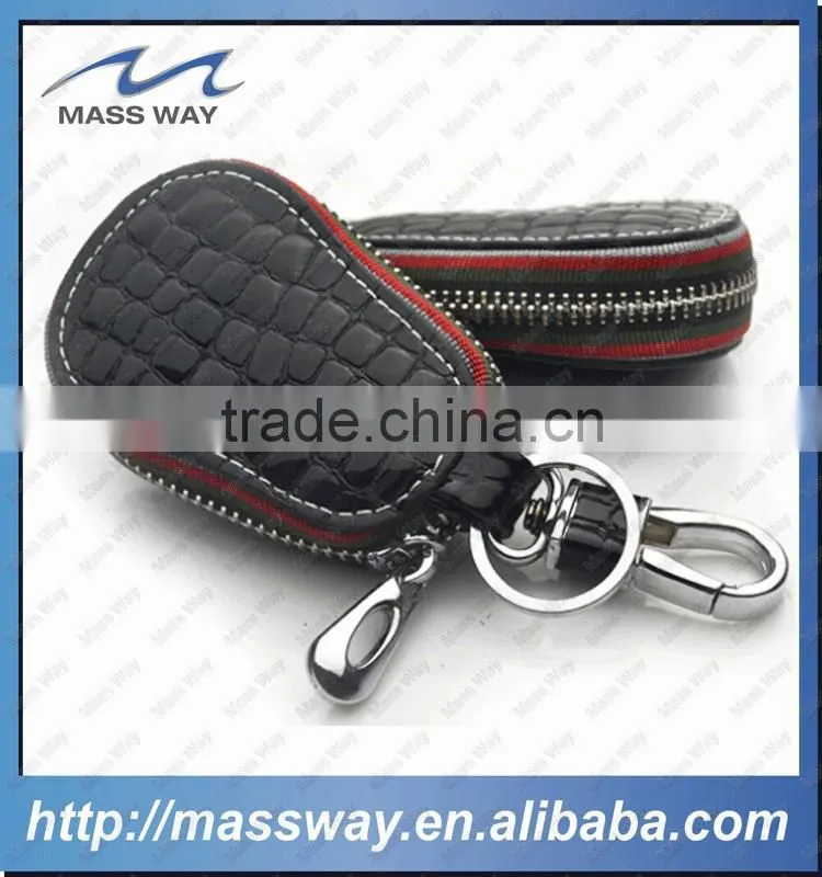 promotional fashion zippered custom leather car key cover