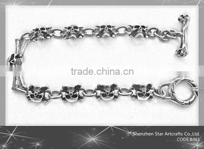 B461 Most popular pure 316l stainless steel skull bracelet