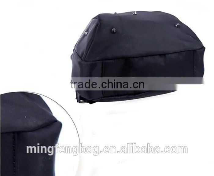 Custom Fashionable Black Canvas Tote and Shoulders Girls Backpack Bag