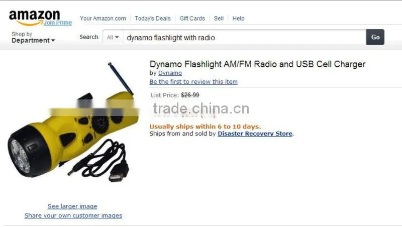 Fashion Multi-function Dynamo Hand Crank Flashlight Radio Hand Crank AF/FM Radio
