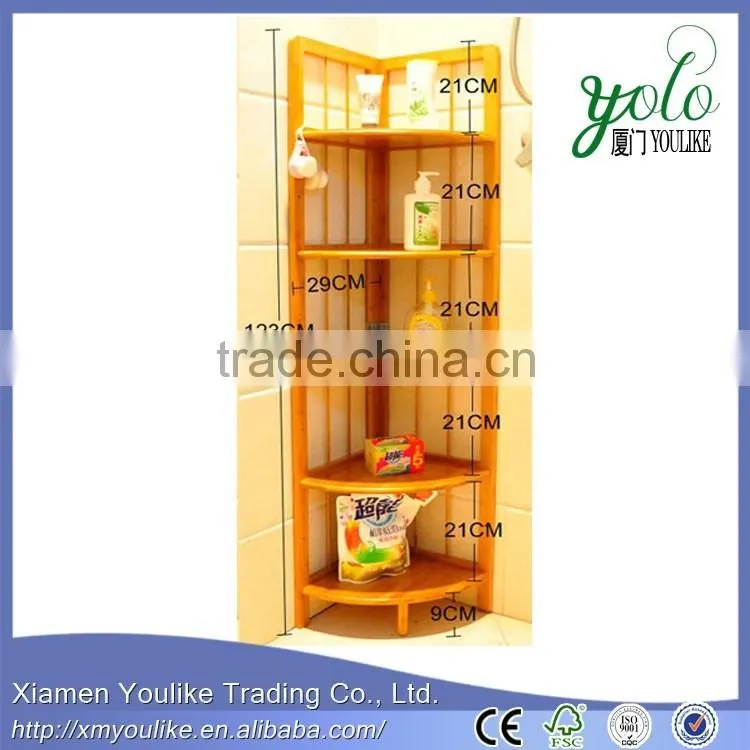New design bathroom Bamboo and wooden Corner shelf for home