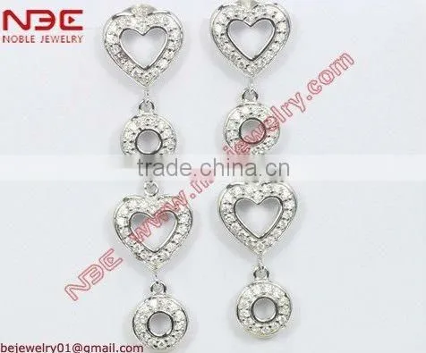 Hot sale cheep 925 silver earrings jewelry,romantic heart design silver jewellery,morden 925 silver cubic zircon earrings