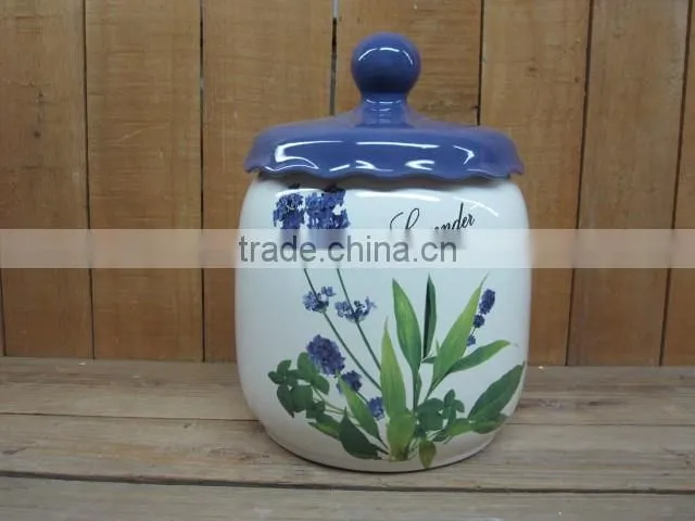 Ceramic Material Pasta Food Storage Jar with Lavender Design