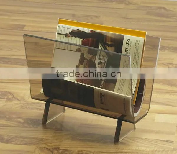 Fashionable double pocket magazine holder in acrylic material