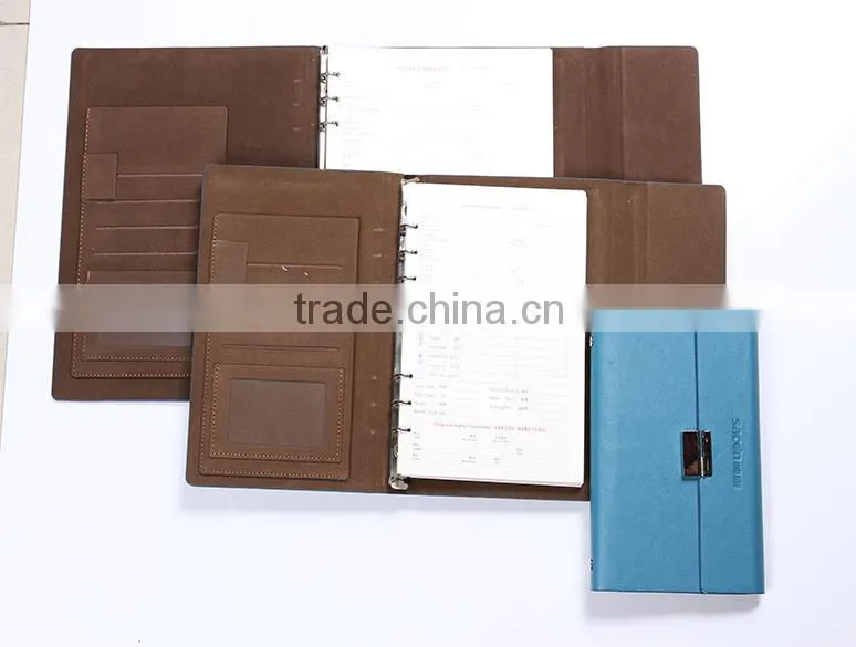 2015 fashionable portfolio shape hard leather cover executive boss notepad/notebook with clasp buckle closure