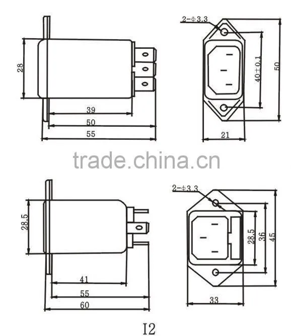 Chengdu manufacturer Single Phase AC Socket EMI Filter Power Filter 3A 6A 10A