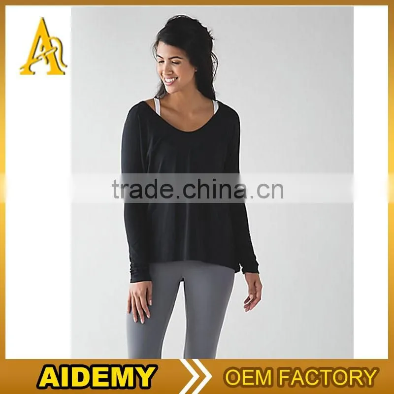 Active Gym Wear Fitwear long sleeve tshirts ,yoga fitness shirts