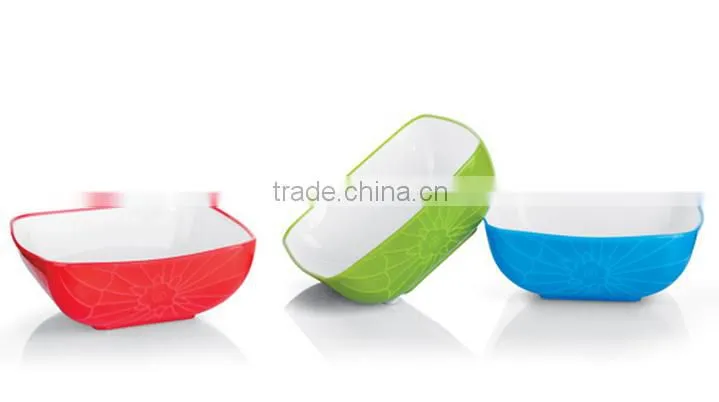 2016 square double color wholesale plastic containers salad bowl