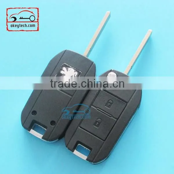 Okeytech Peugeot 206 modified flip remote 2 button key shell Car Key for peugeot 508 romote key shell
