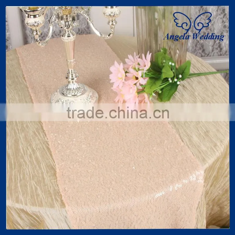 RU017E1 Nice glitter heavy beaded metallic sequence rose gold sequin table runner