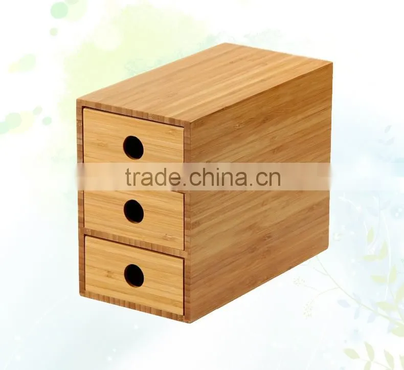 2015 Economic Fashion Custom Wood Box 3 Layers Drawer Bamboo Storage Box