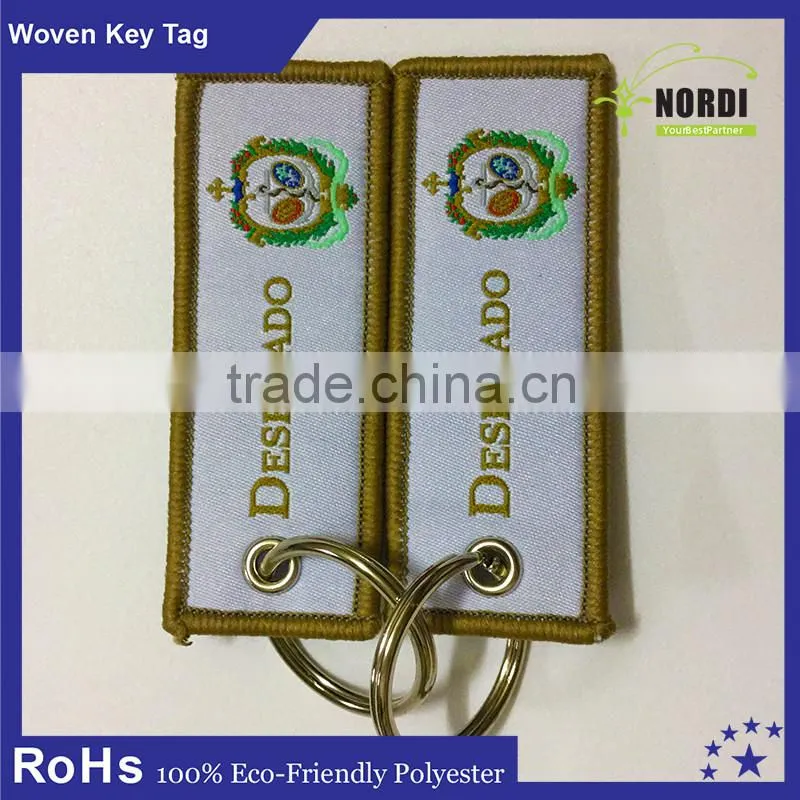 cheapest and best quality embroidery twill key chain /laser cut key tag