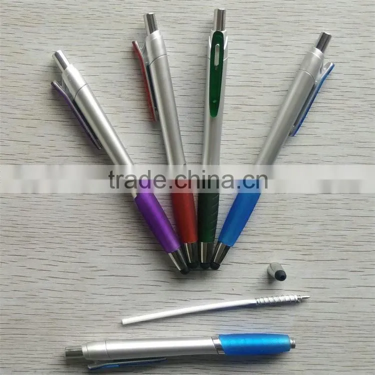 High demand export products Lacquer silver barrel 2 in 1 touch screen stylus pen