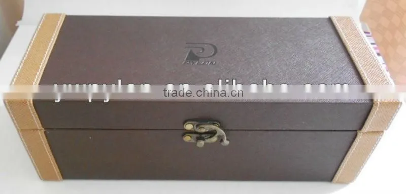 MDF wine box covered leather fits one bottel