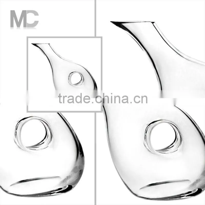 Promotional Hand Blown Single Clear Fancy Glass Wine Decanter