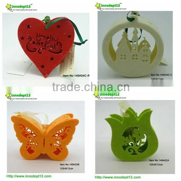 Green hole non woven - felt round shape Christmas hanging decoration with RGB led lighting