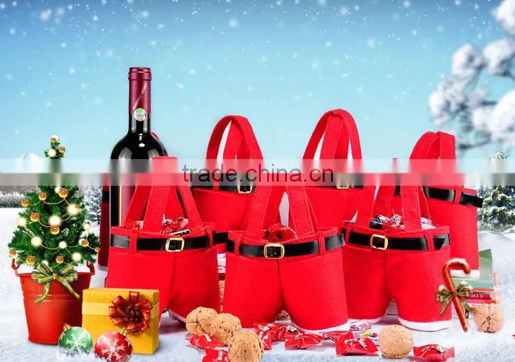Christmas Tree Table Decoration Gift Toy Wedding Candy Handbag Santa Pants Treat Bag