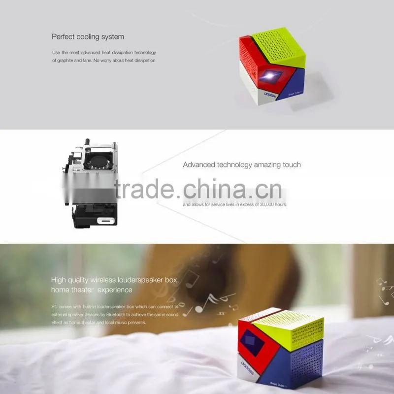 DOOGEE Cube P1 Smart Mini LED Projector Andriod4.4 Quad Core USB OTG 4800mAh Projectors for iphone IOS7.0 Android 4.2 Smartphone
