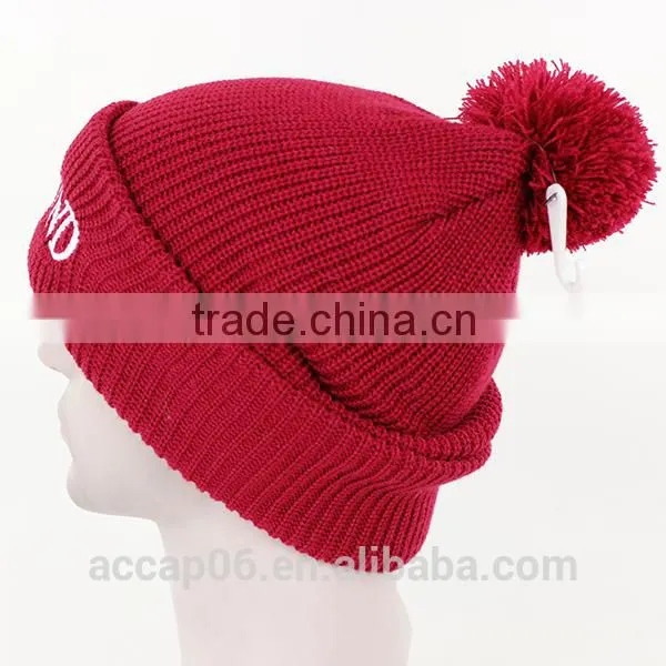 cheap knitted red beanie hat/custom red beanie hat