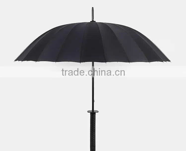 24k katana handle umbrella straight auto open umbrella with sword handle manufacture by china parasol factory