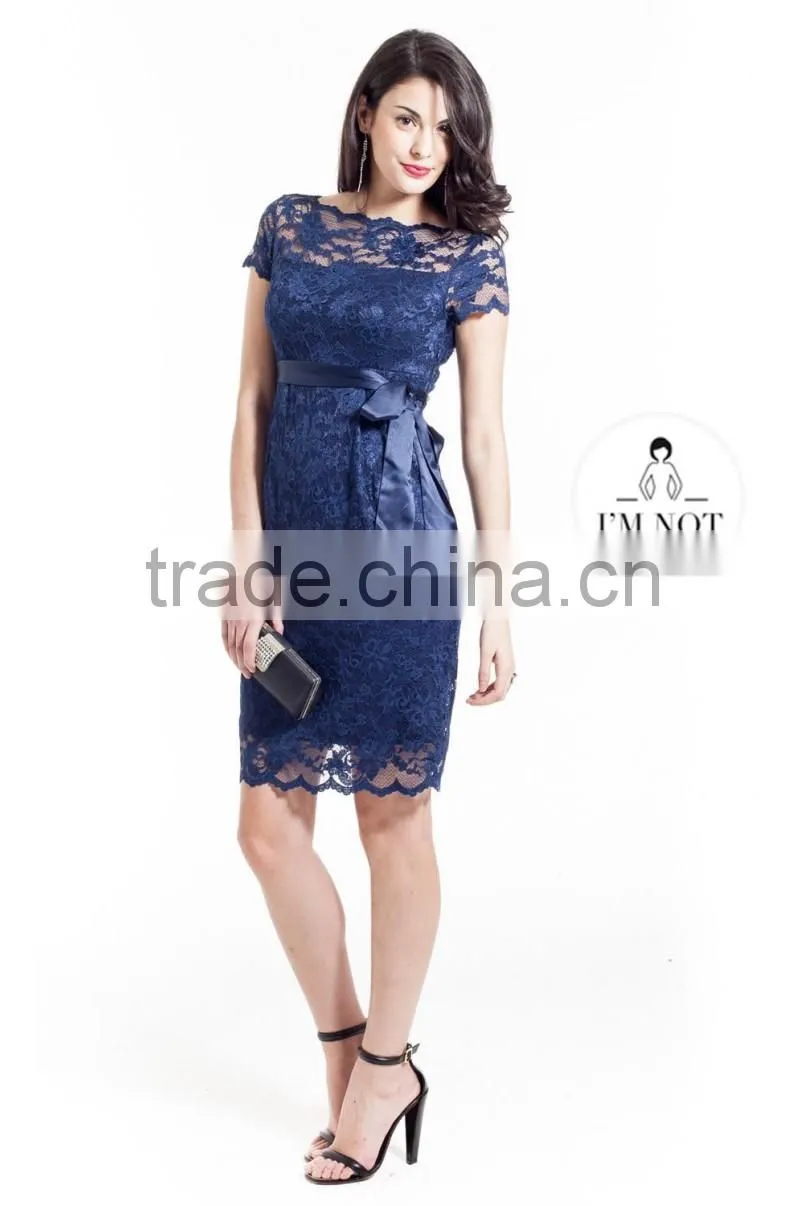 NEWEST EVENING SHORT SLEEVE LACE MATERNITY DRESS