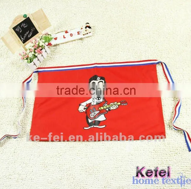 red cartoon bartender waiter half waist apron