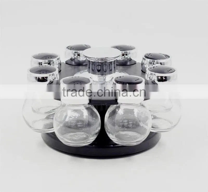 S/8 Revolve plastic base glass spice jar set