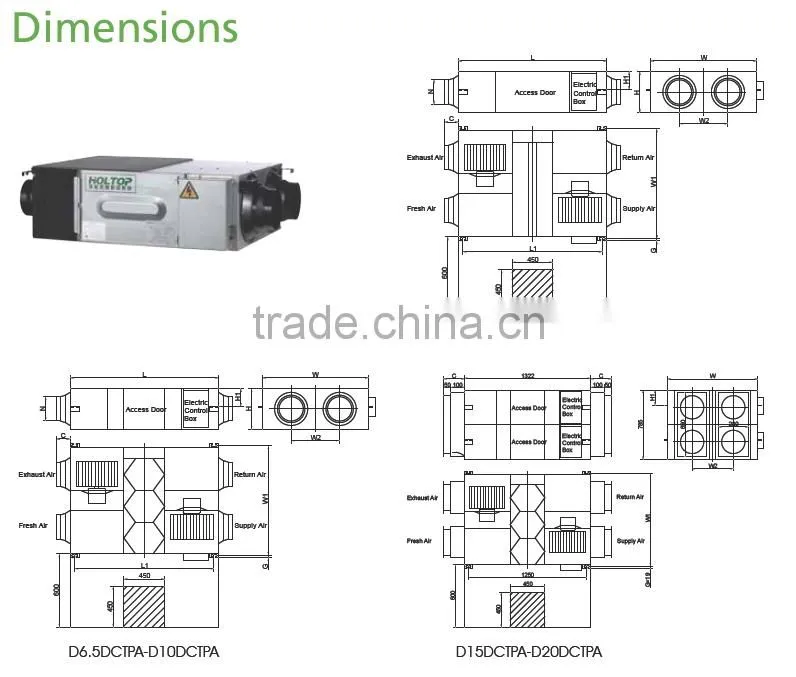 Holtop high efficiency heat energy recovery air ventilating system for healthy indoor climate