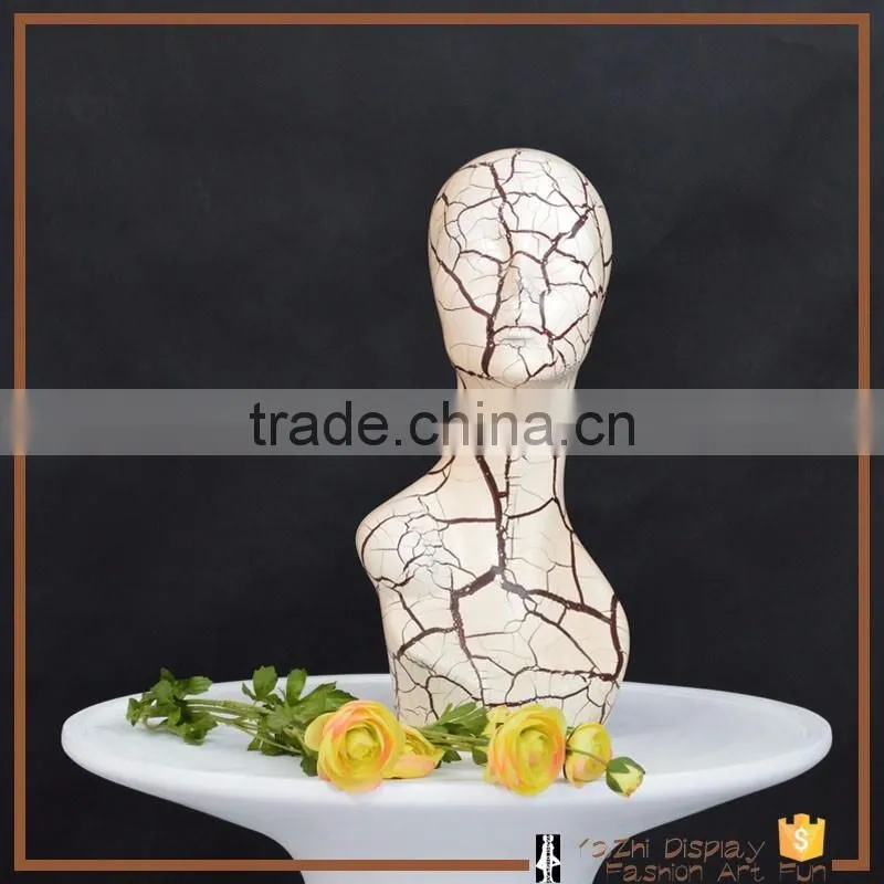 latest design crack surface fiberglass mannequin head for wig display