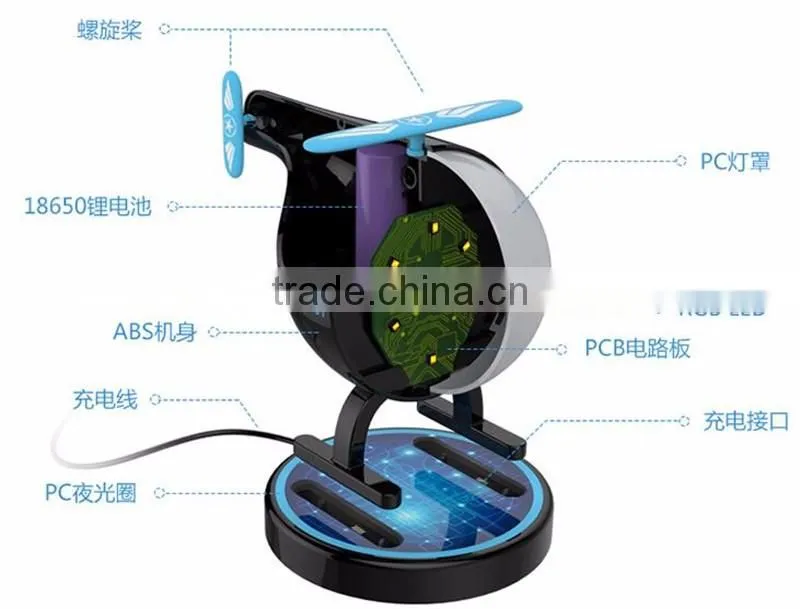 Night light aircraft Creative lamp for children to sleep The bedside night light helicopter LED charging Nightlight