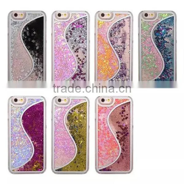 Bicolor Quicksand Glitter PC Material Phone Case For iPhone 6 6 Plus
