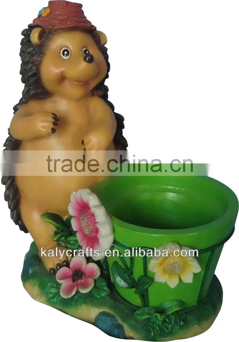 decorative hedgehog polyresin flower planter garden pot