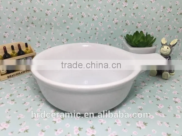 High Quality Stocked White ceramic sauce boat with handle