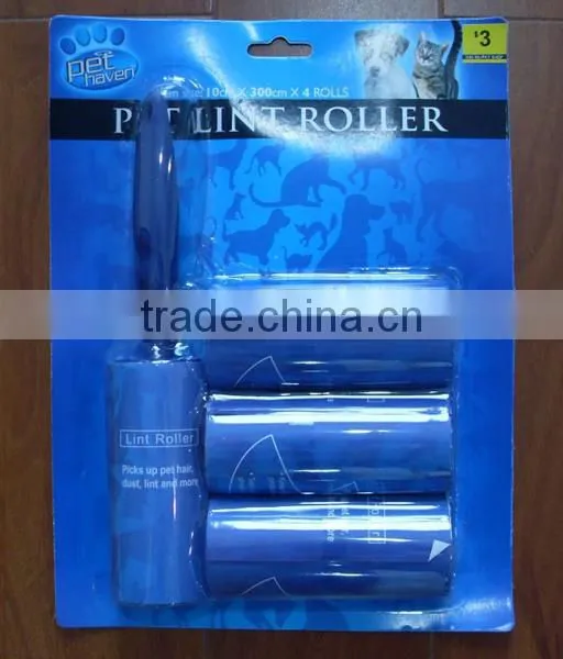 Promotional plastic dust cleaning roller set with 3 refills