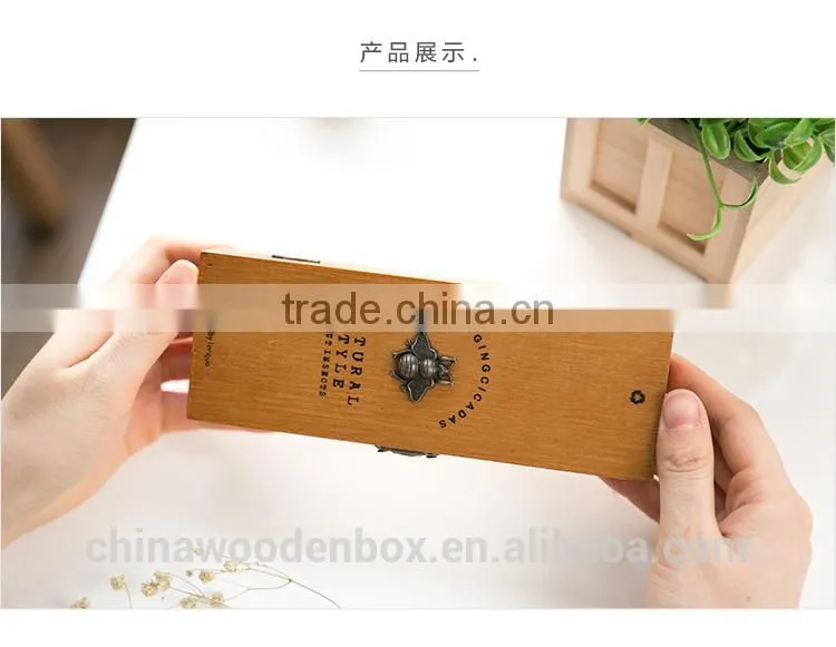 Small customized design wooden pencil box with logo