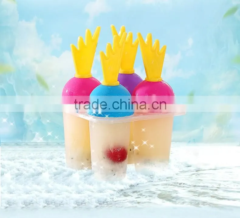SSet of 4 pcs Ice cream mold plastic ice lolly mould ice tray maker
