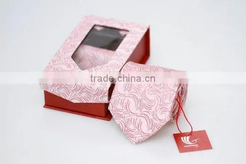 Set of silk neck tie with cufflinks and handkerchief with various colors and design