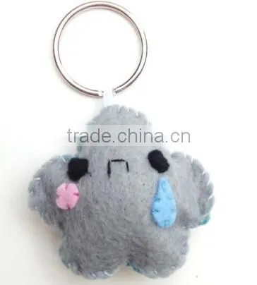 China new hot cheap wholesale fashion cloud shape keyring handmade design fabric decorative charm phone craft felt dice keychain