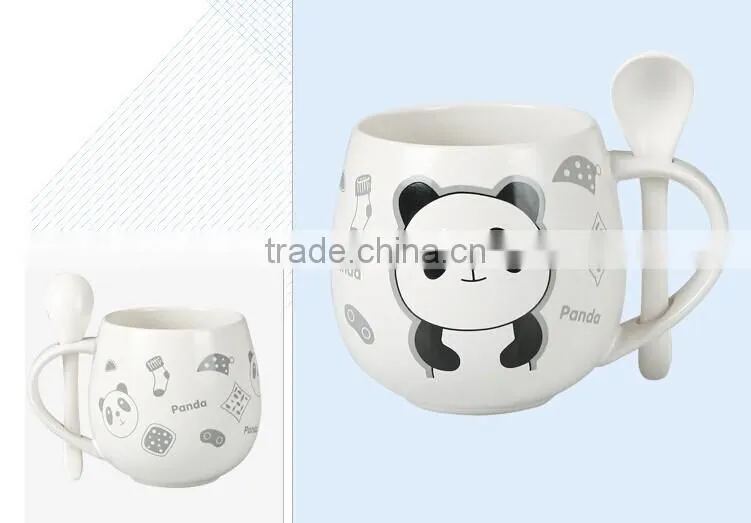 350ml ceramic coffee mug with spoon milk mug