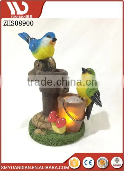 Outdoor Garden Decor Resin Birds Shaped Lampara Solar