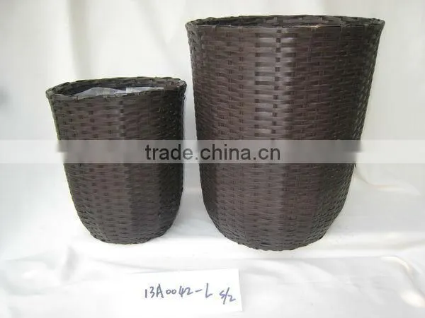oval gray pe woven basket