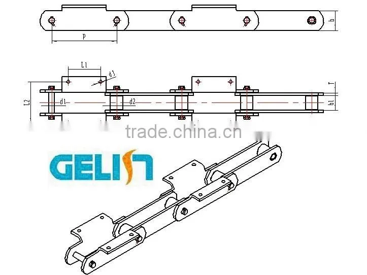 DS400 iron steel bucket elevator cement chain for feeder conveyor