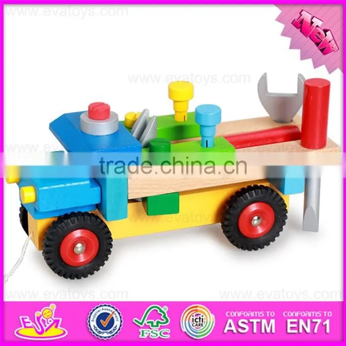 2016 new design kids diy wooden screw car toy W03C024