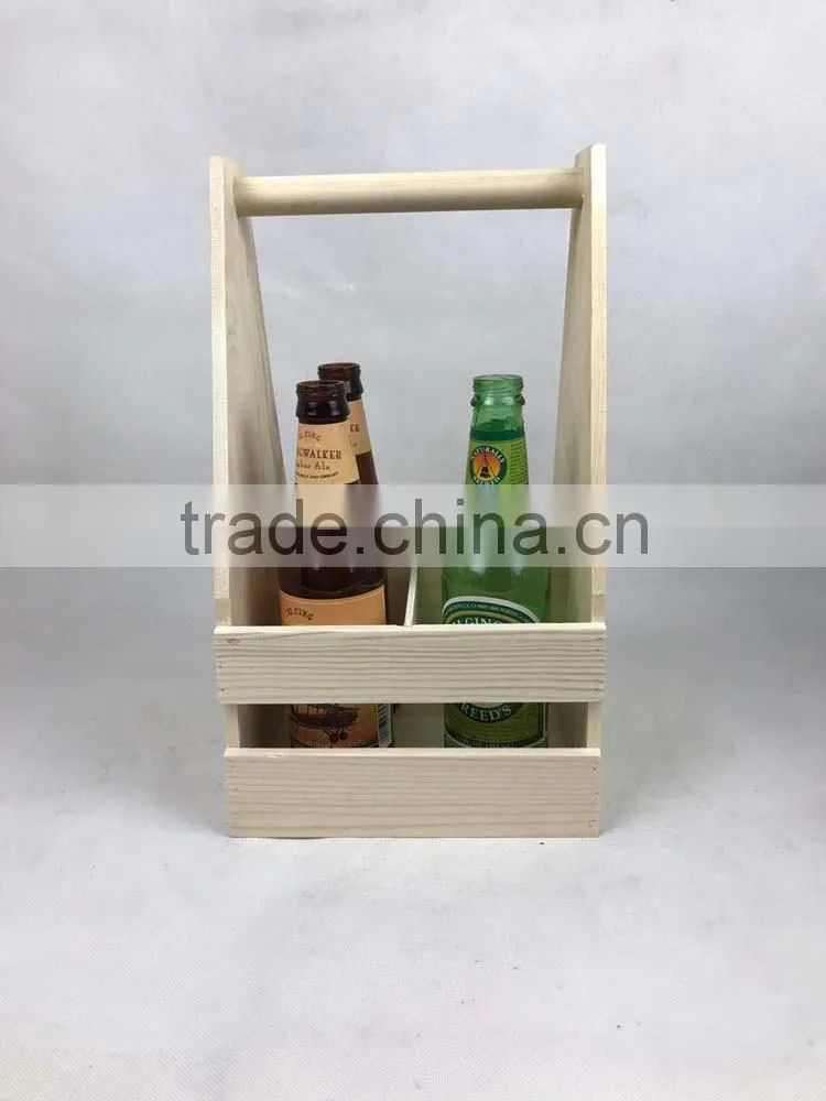 Portable removable beer wine bottle wooden crate
