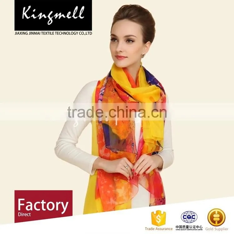 Custom 2017 Chinese Supplier's Neon Digital Printed Polyester Scarf