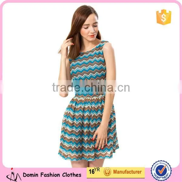 Geometric Wave Pattern Printed Custom Knitted Dress