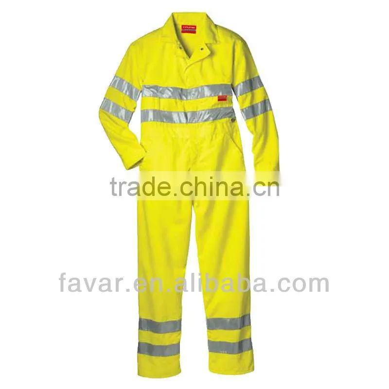 Man's cotton FR working boiler suit and road worker's dark blue with orange lining coverall