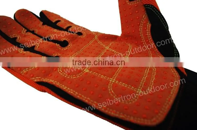HIGH-VIS CE EN388 4232mechanic impact resistant work ,Oilfield & Gas Drilling Safety Gloves, PVC Dots, Earthquake Rescue Gloves