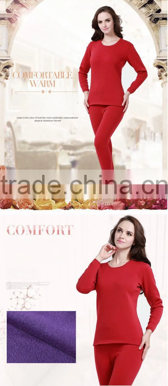 promotional ladies long johns long shirt and long pants